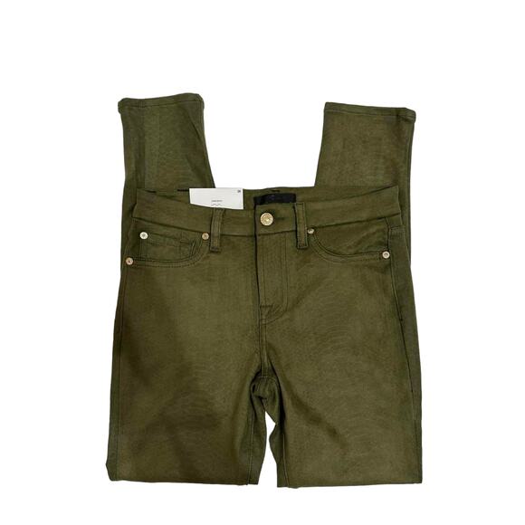 7 For All Mankind Womens Olive The Ankle Gwenevere Skinny‎ Snake Pants Size 26 - Picture 2 of 7